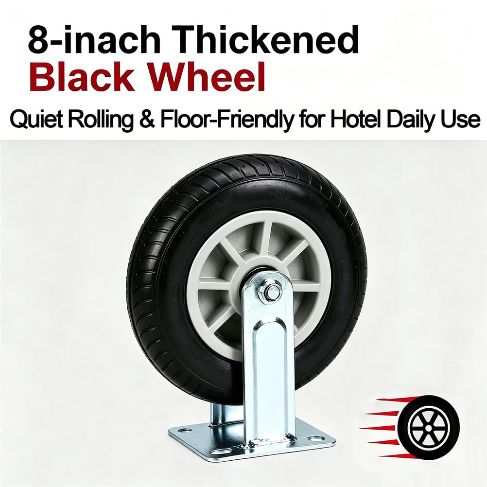 Carrello portabagagli dell'hotel Carrello del facchino | Telaio in acciaio inox, con cerchi silenziosi da 8", terrazza con moquette nera, per usi commerciali di hotel e resort