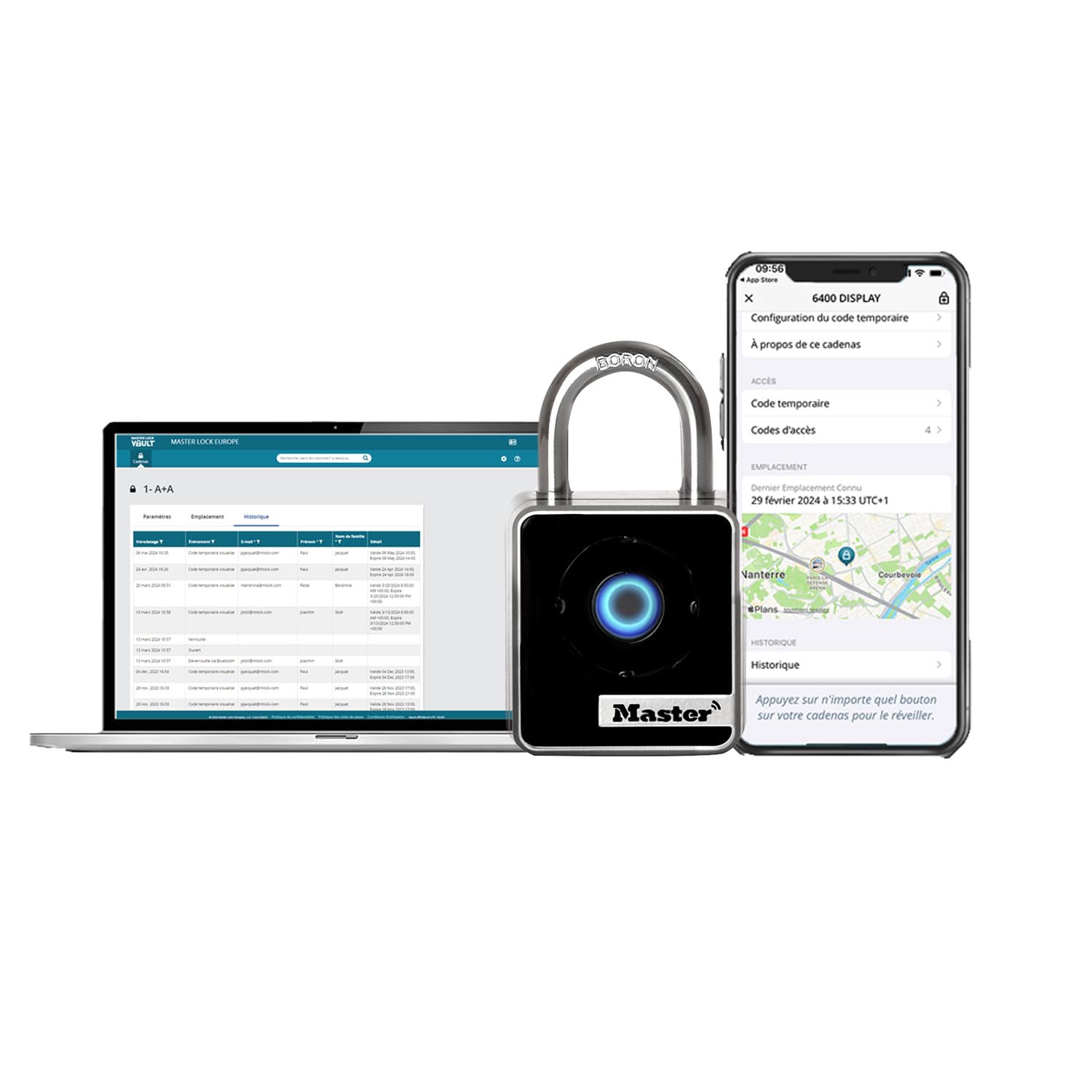 Master Lock Cadenas Bluetooth 4400EUREC - Déverrouillage via smartphone