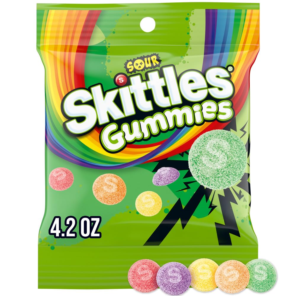 SKITTLES Gummies Sour Tart Gummy Candy, 4.2 Oz Bags (Pack of 12)SKITTLES Gummies Sour Tart Gummy Candy, 4.2 O…