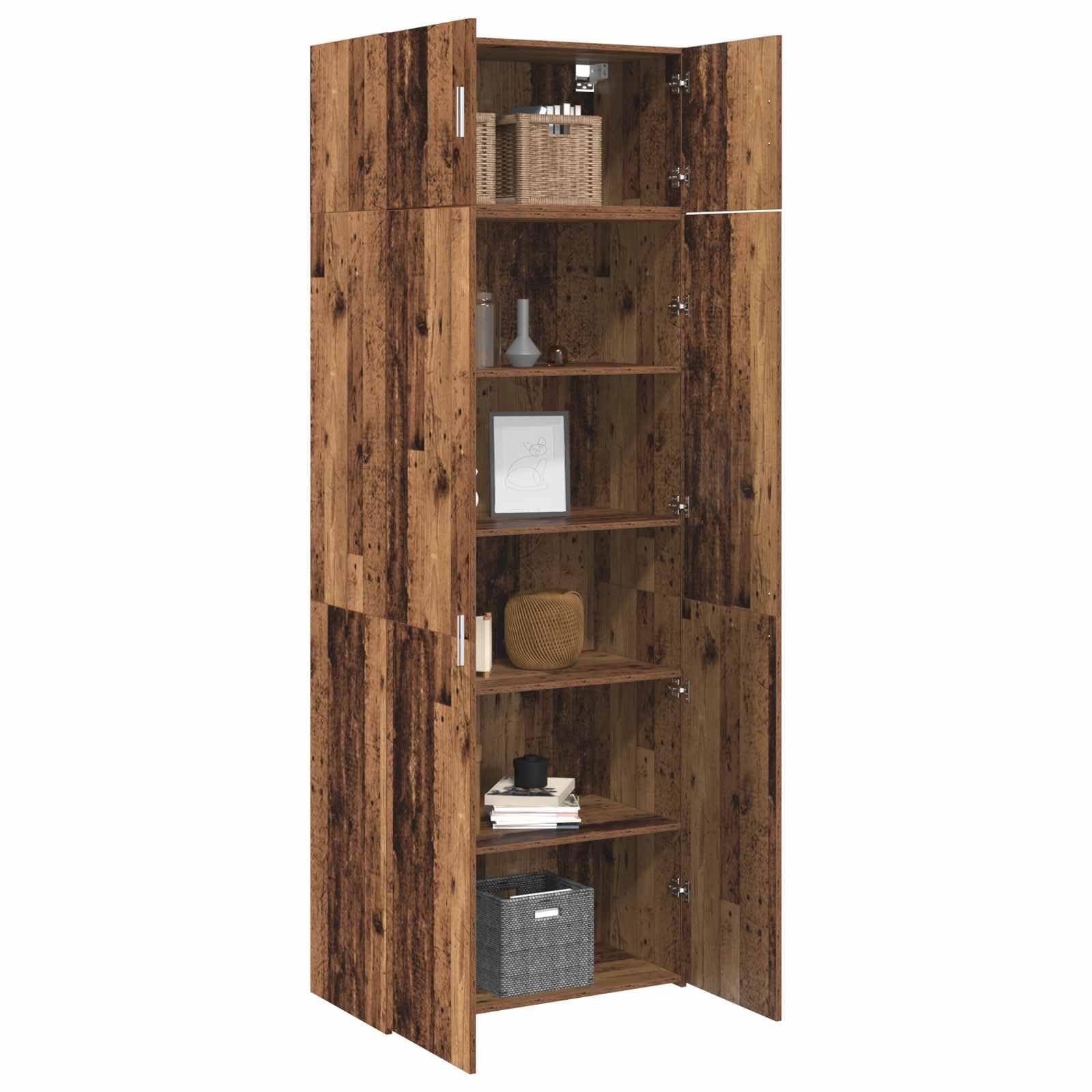 Armadio 2 Pezzi Legno Vecchio Ingegnerizzato 80x42,5x225 cm