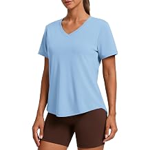PINSPARK V Neck Workout Tops for Women Short Sleeve Quick Dry Shirts