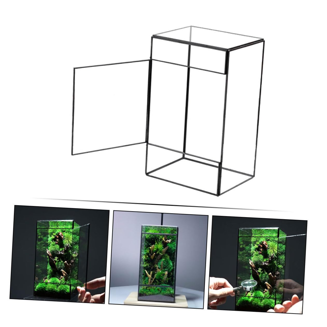 Kleines Geometrisches Glas Terrarium für Mikrolandschaften Handgefertigt mit Zinnrahmen Dekorativ für Zuhause und Garten Geeignet