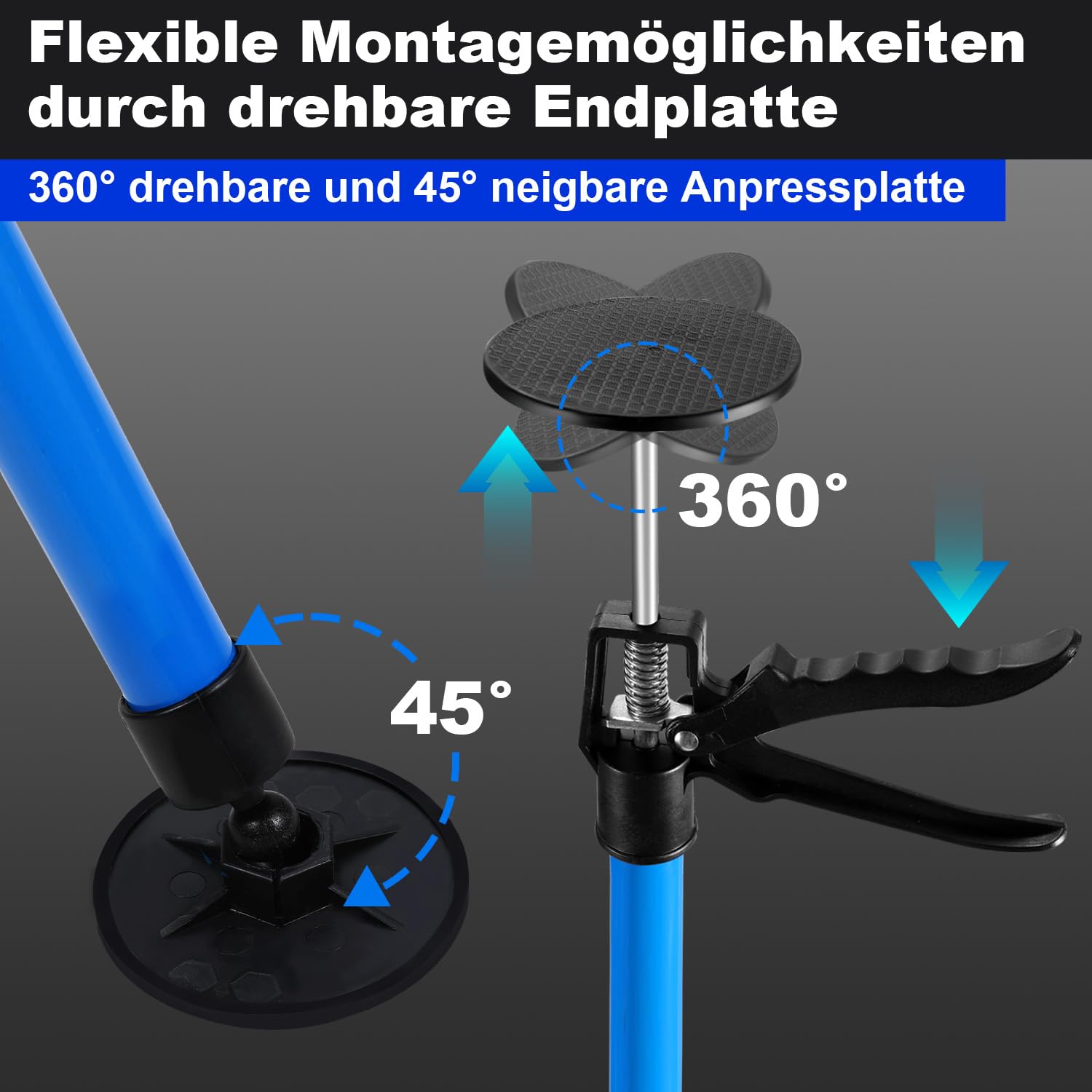 𝐉𝐚𝐱𝐠𝐮𝐨𝐦 Deckenstütze Montagestütze 4er Set, 115-290 cm höhenverstellbare Teleskopstütze, 50 kg Tragkraft, 10 cm rutschfeste Pads, Einhandstütze für Trockenbau Türrahmen