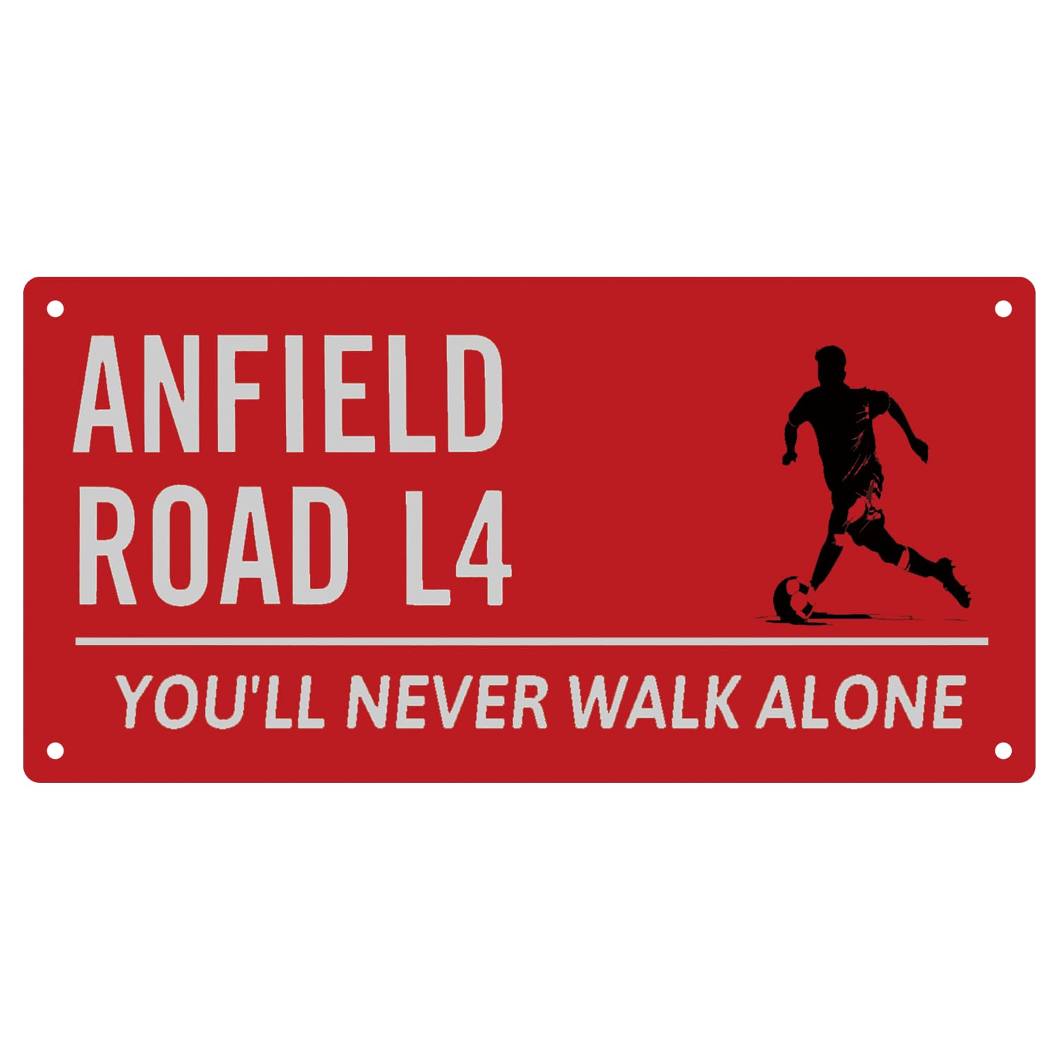 Football Club Sign for Liverpool, Football Metal Sign Liverpool Gifts for Men Boy, Tin Sign Metal Poster Wall Decor Sign Liverpool Football Club Chant - Anfield Road L4 You'll Never Walk Alone (Red)