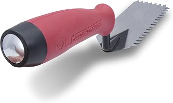 MARSHALLTOWN QLT V-Notched Margin Trowel, 5 x 2 Inch, Tile Trowel | 5 x 2 Inch Blade, 1/4 Inch V-Shaped Notch, Soft Grip Handle, Notched Trowel Scoops and Spreads Thinset, MT79