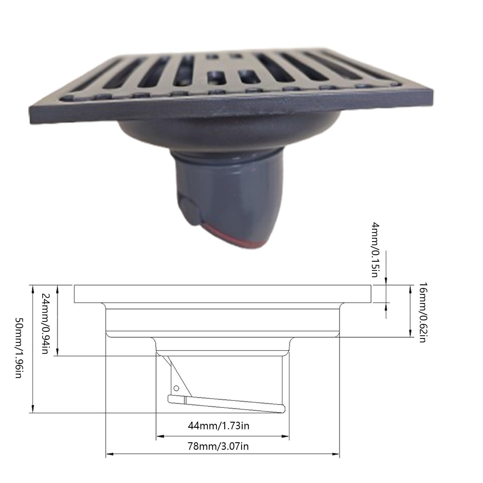 Scolmatolo Per Doccia Quadrato Sourcing Map In Acciaio Inox 9,9 Cm Con Maniglia