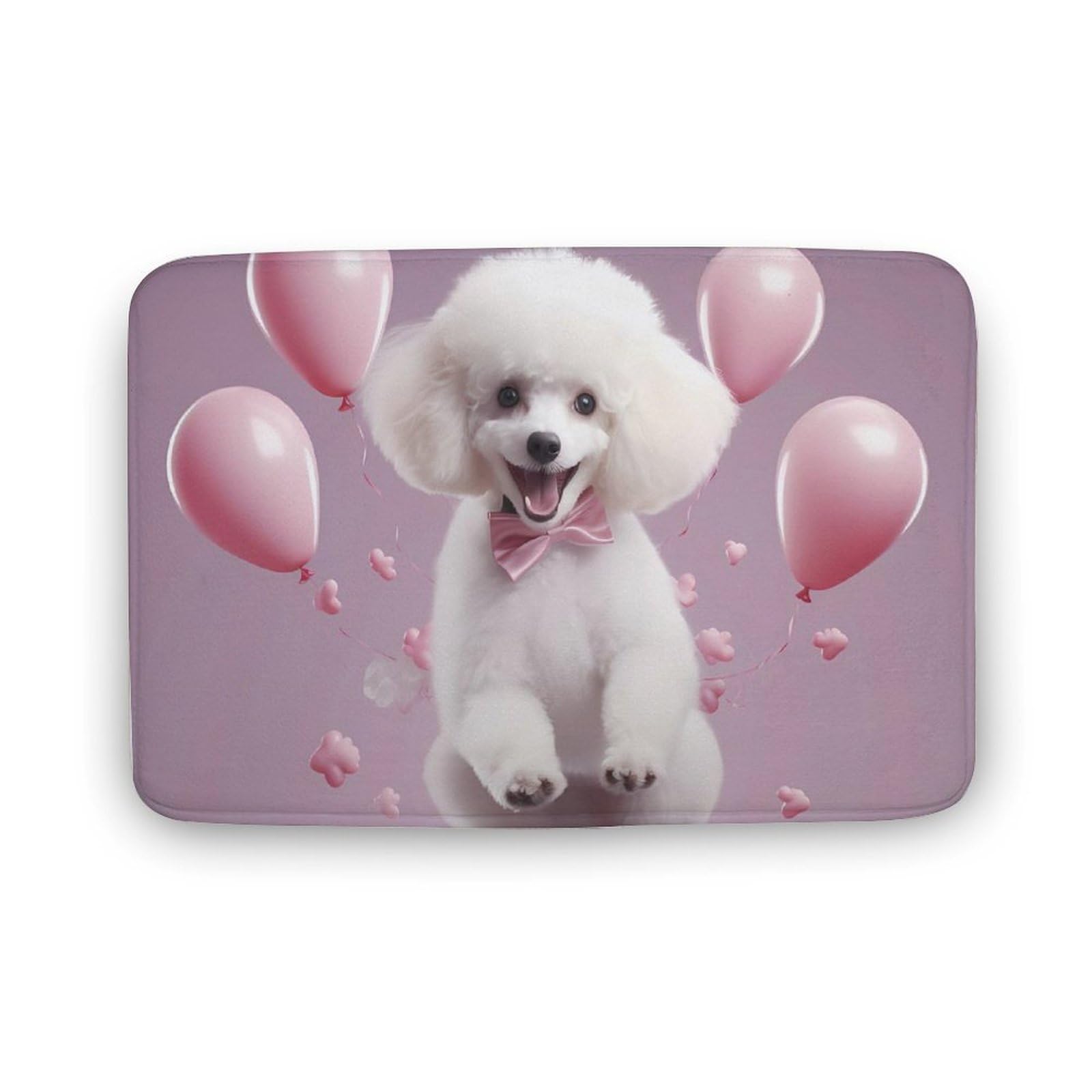 Cute Poodle Coral Velvet Rugs Non-Slip Bathroom Rugs Soft Kitchen Rug Floor Carpet for Home Decor 19.7