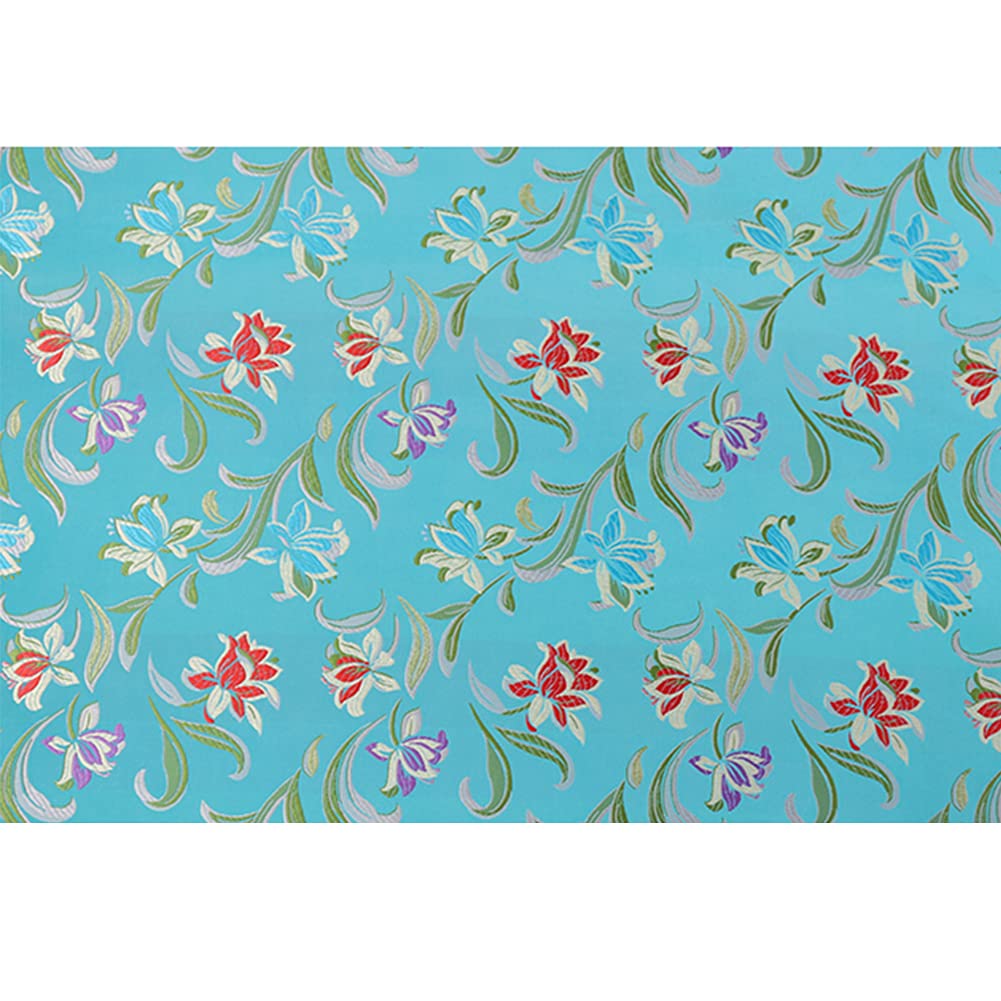Brokatowa tkanina, Kwiatowa satynowa tkanina imitująca jedwabny brokatowy materiał Adamaszek Żakard 75 cm x 50 cm(E)