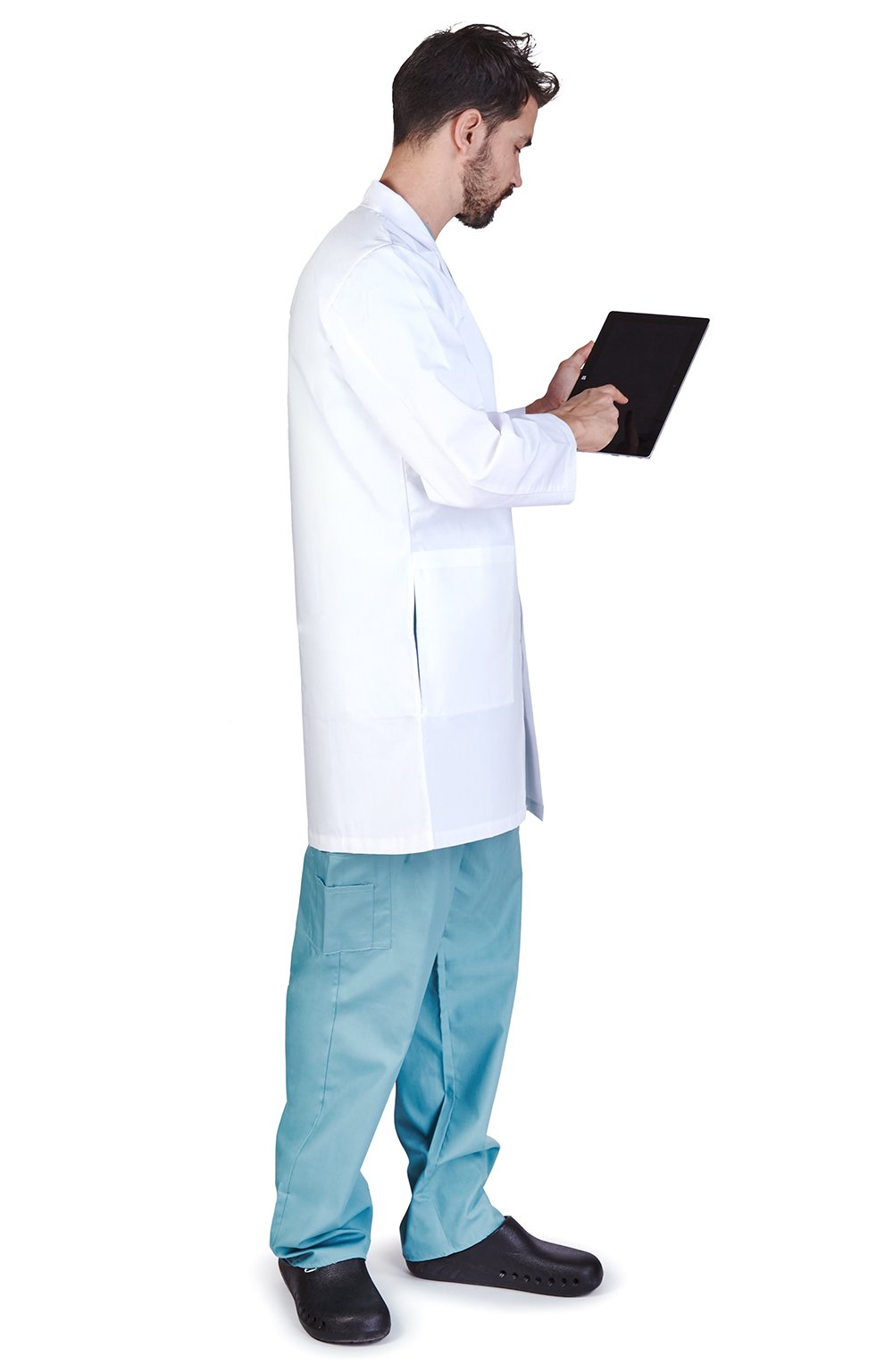 M&M SCRUBS Men IPAD Pocket Holder Lab Coat XXXL White