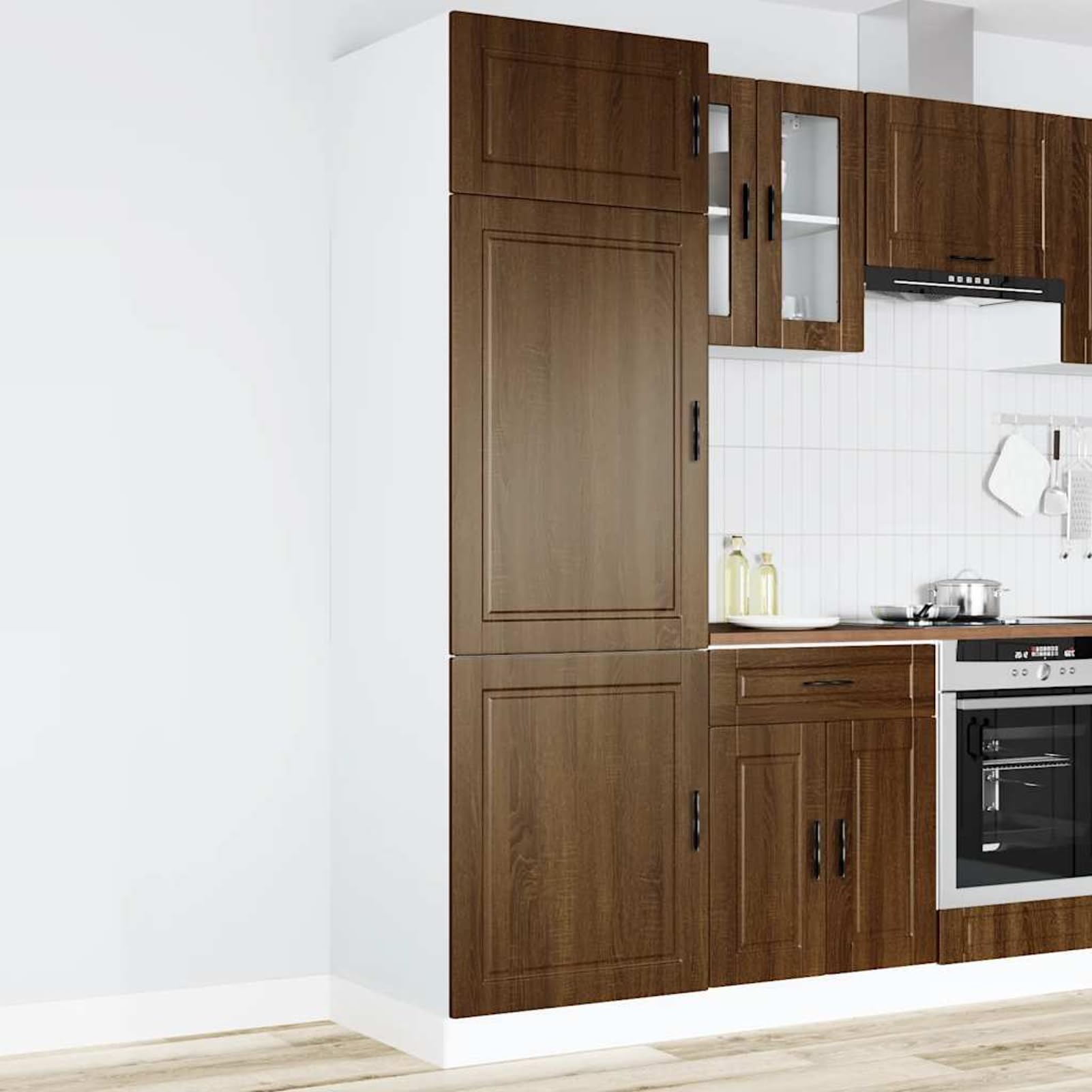 Porto Küchenschrank Braun Eichen-Optik, Holzwerkstoff, 60x57x207 cm, mit verstellbaren Füßen Model854114