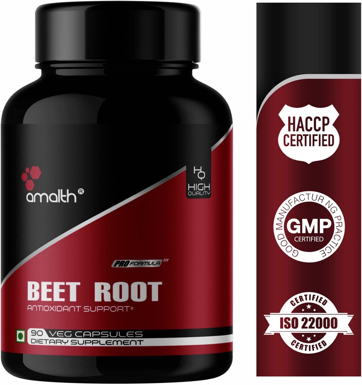 Amalth Beet Root Extract Powder Dietary Supplements for Antioxidant Support Veggie 90 Capsules
