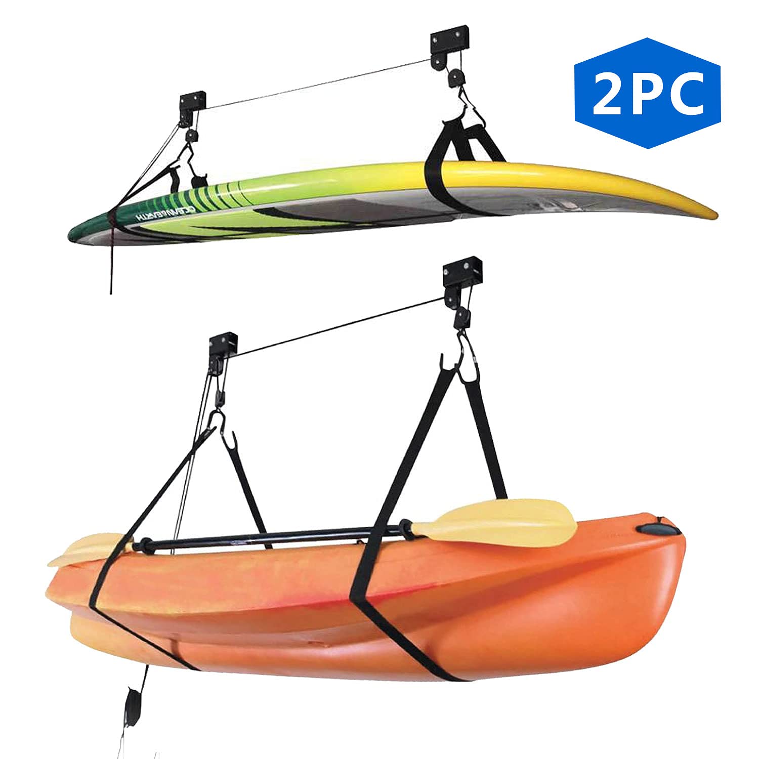 ASMSW カヤック ホイスト 自転車 スタンド カヌー リフト バイクラック 天井 吊り下げ ガレージ 収納（並行輸入品） イージービッグポータブルインドア自転車ラックストレージ 調節可能