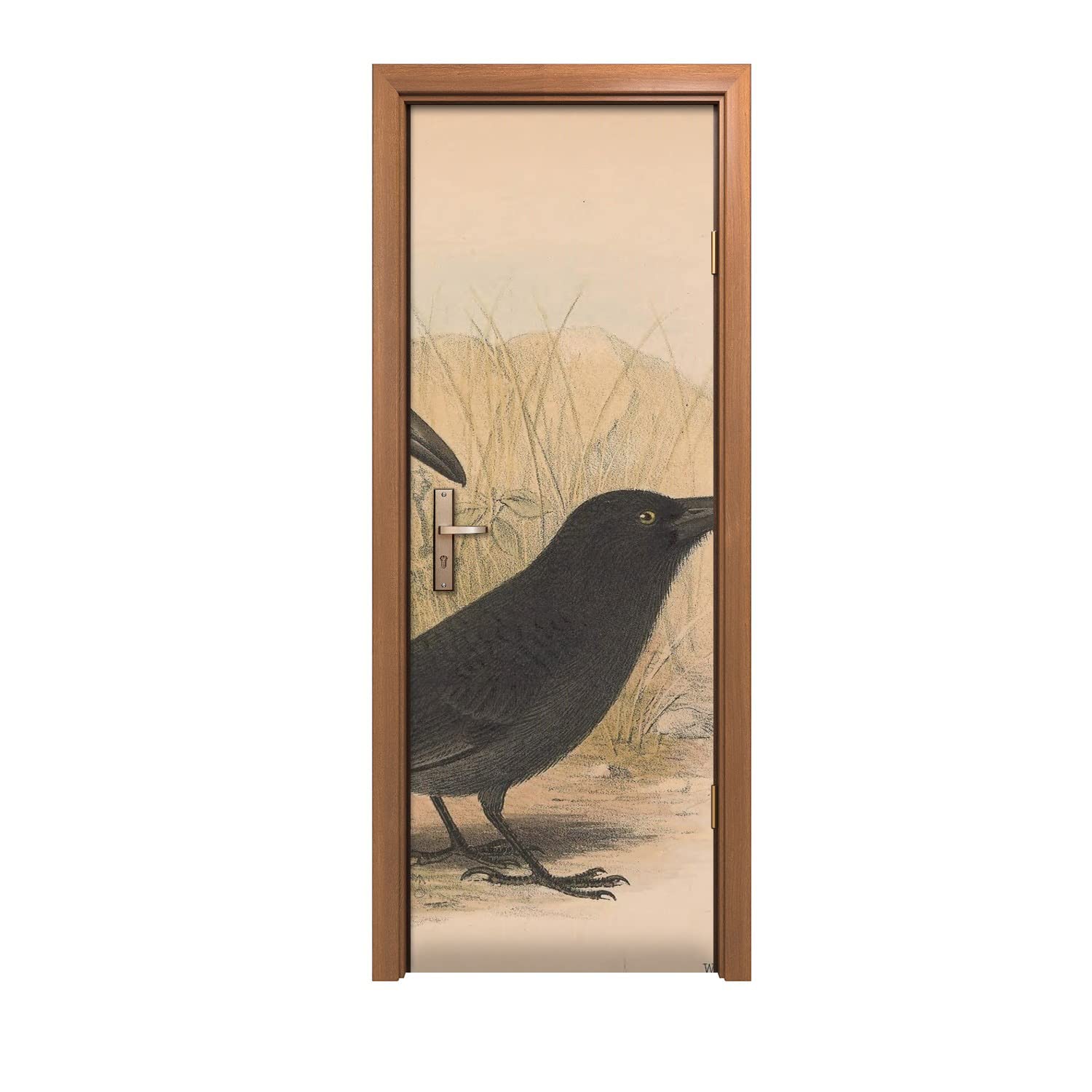 Autocollant de porte décoration 70x200cm murale design animaux oiseaux dessin intérieur