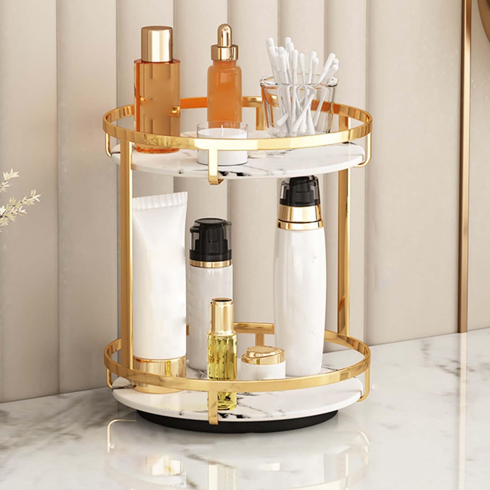 Makeup Organizer Kosmetikregal Make Up Halter Aufbewahrungsständer mit Herausnehmbarer Melaminharzplatte Und Kohlenstoffstahl für Badezimmer