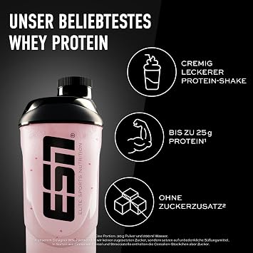 ESN Designer Whey Protein Strawberry 1000 g Pouch Up to 23 g protein per serving ideal for muscle building and maintenance made in Germany