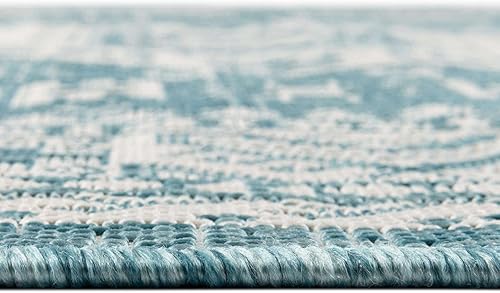 Miniatura 5 de Unique Loom Outdoor Aztec Collection Alfombra de área - Chalca (7 pies 10 pulgadas x 11 pies, rectangular, aguamarinamarfil)