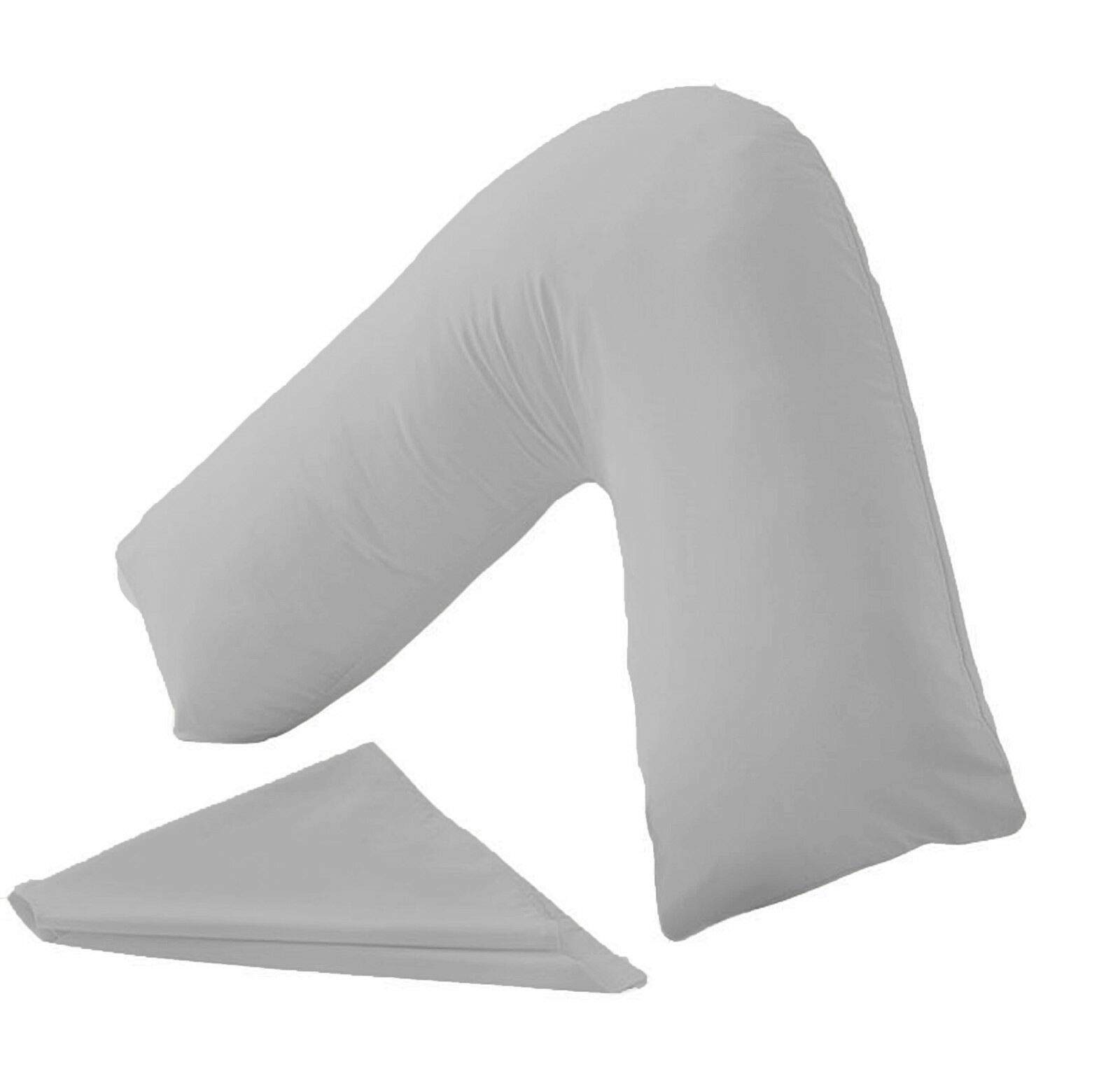 night zone Orthopedic V Pillow + Cover Case Back Support, Pregnancy Nursing, Maternity, Neck And Shoulder Support (73CM X 34CM (Silver)