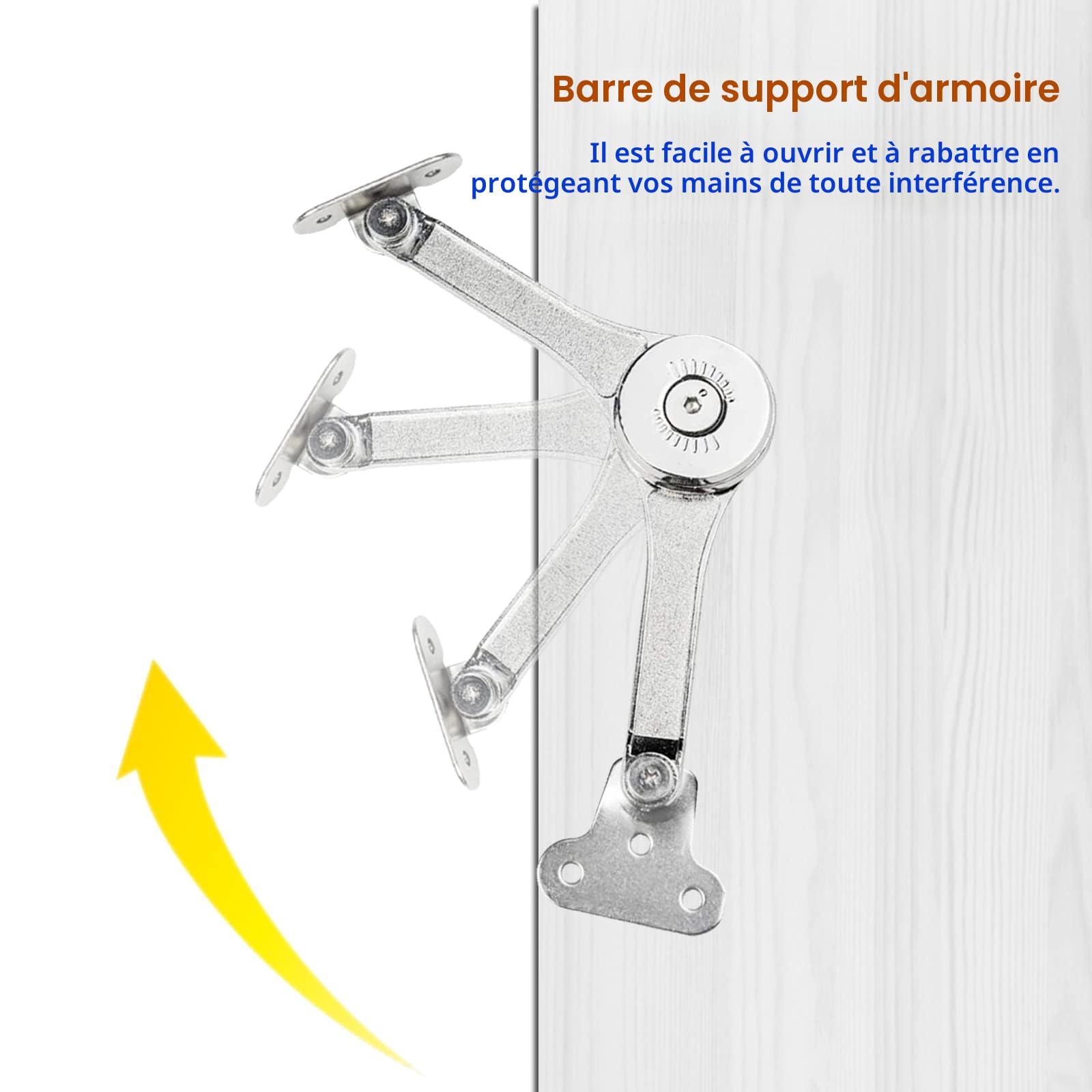 CHRI 2 pcs Charnière de Support de Couvercle Réglable | Pour Armoires, Dessus de Placard, Portes de Meubles, Charnières de Support de Levage