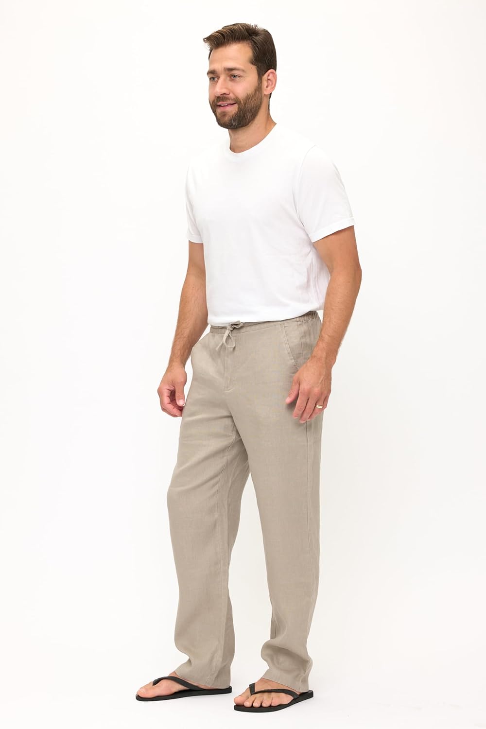 Men's Casual 100% Linen Pants with Drawstring and Elastic Waist - Image 6