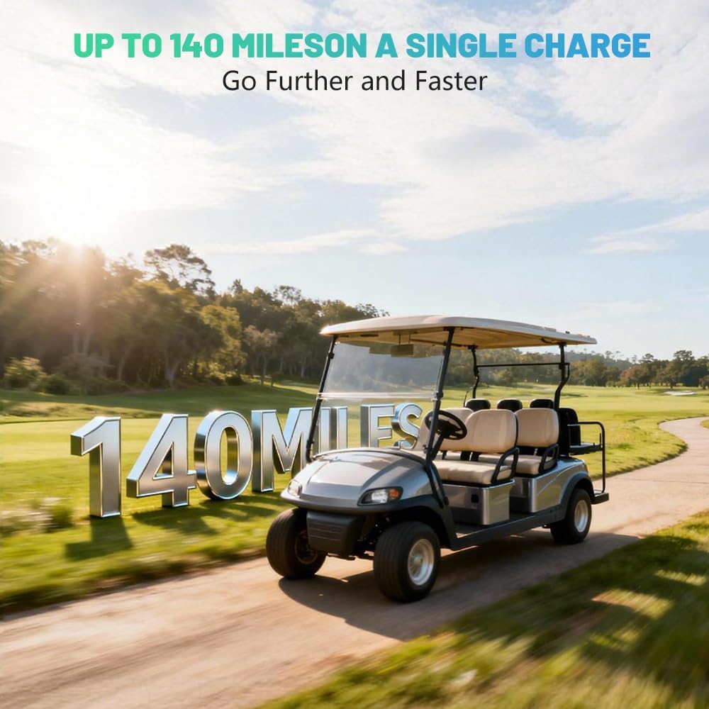 48V 300Ah LiFePO4 Battery (15.36kWh), 200A BMS Heavy Duty Metal Case Lithium Battery for 6+ Seater Golf Carts, RVs & Off-Grid Solar, 120+ Miles Range