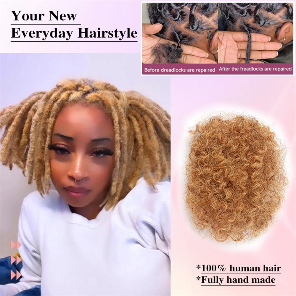 Splatanie włosów Afro Kinkys Ludzkie Włosy Ludzkie Do Przedłużania Dredów 27# Blond Afro Szydełkowe Włosy Dla Czarnych Kobiet Kobieta(8inches)