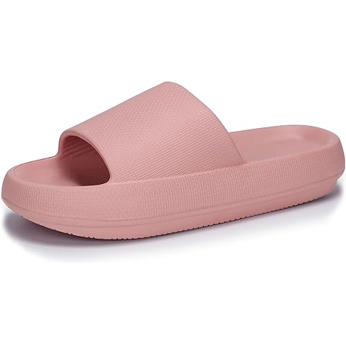 welltree Slides for Women Men Pillow Slippers Non-Slip Bathroom Shower Sandals Soft Thick Sole Indoor and Outdoor Slides