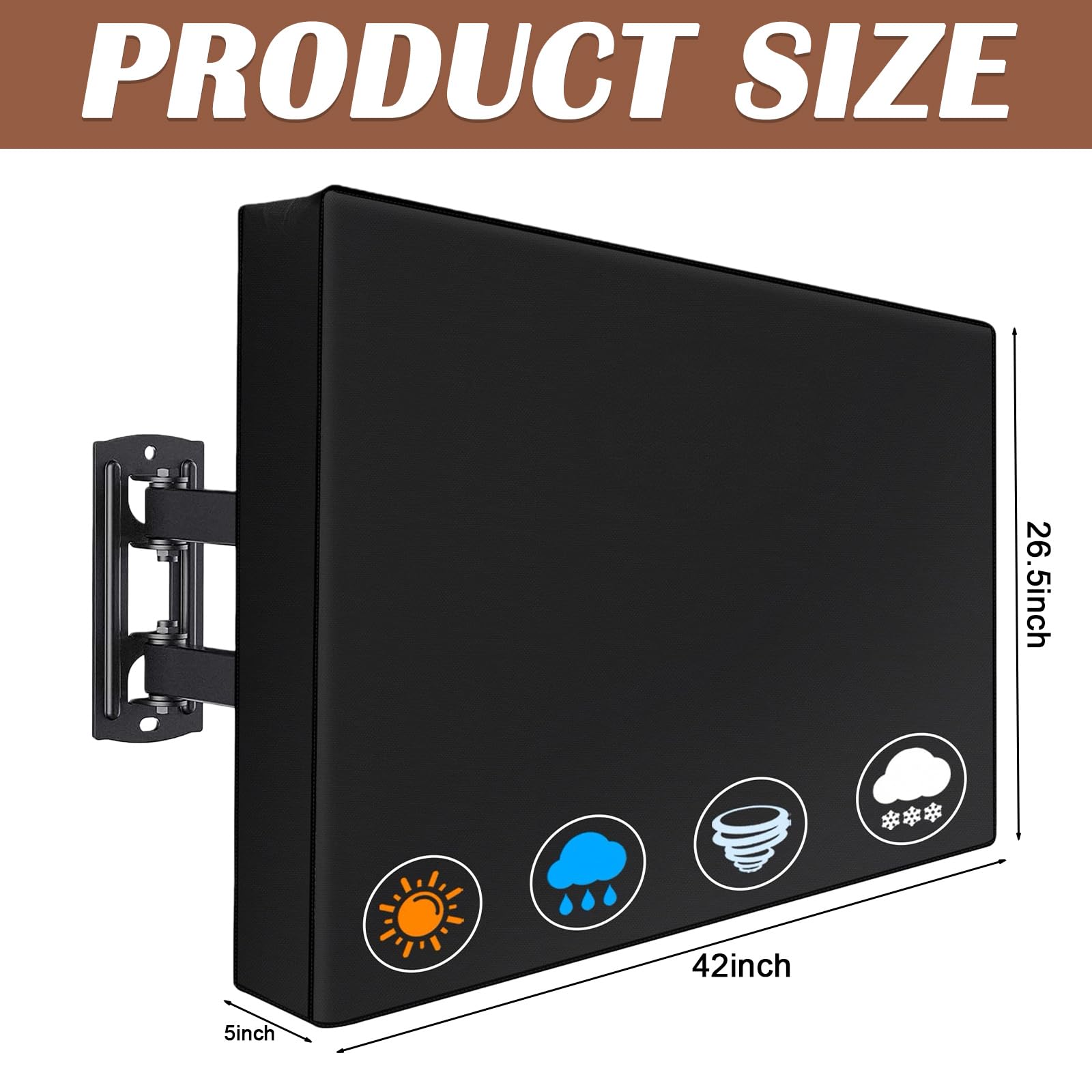 Housse de Protection pour TV Extérieur 600D Oxford PVC Heavy Duty 40-42 Pouces Étanche Anti-Poussière