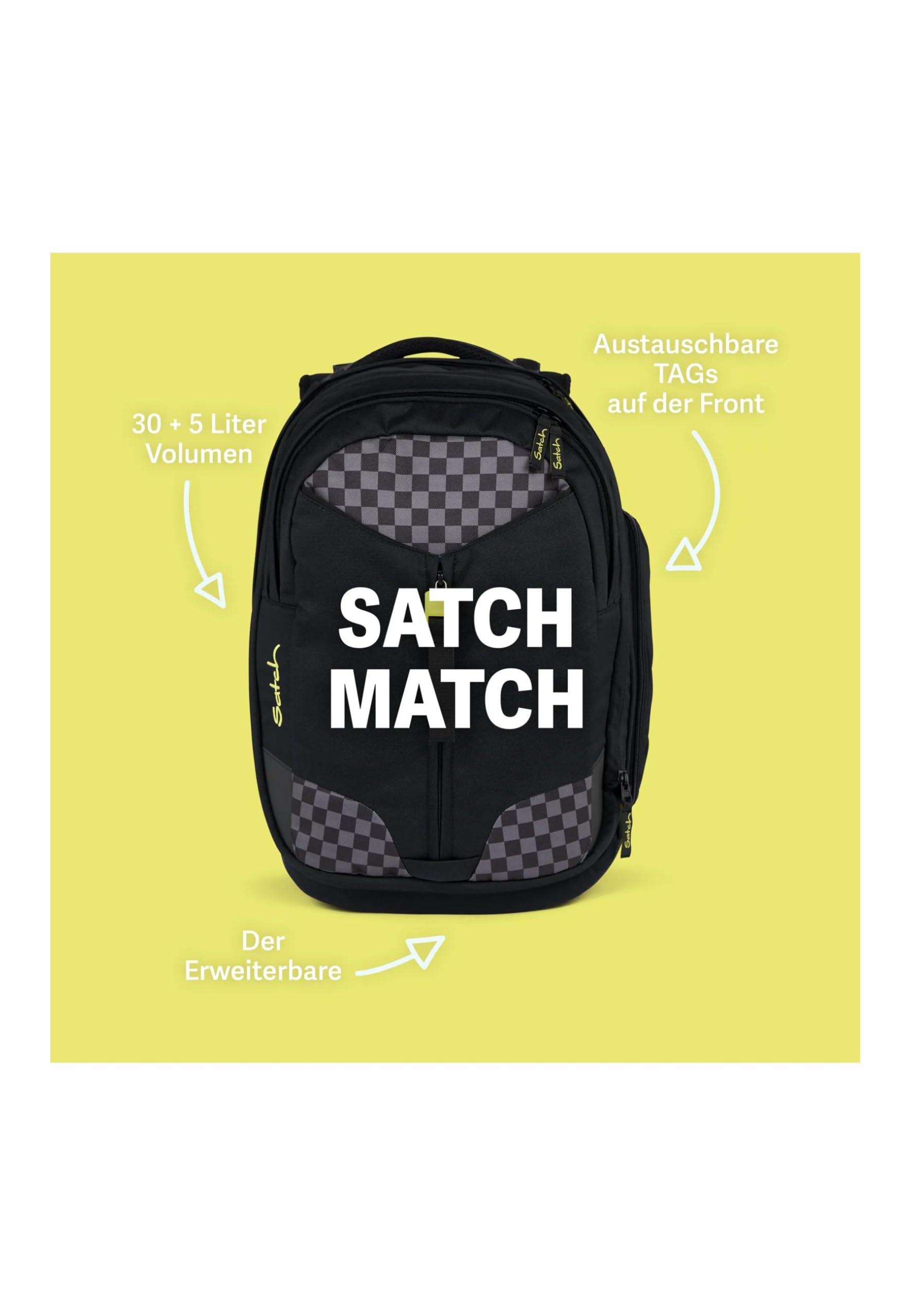 Satch Match Bundle ab 5. Klasse, ergonomisch, 3-teilig, 35 L Stauraum, standfest, Organisationstalent Green Supreme - Schwarz