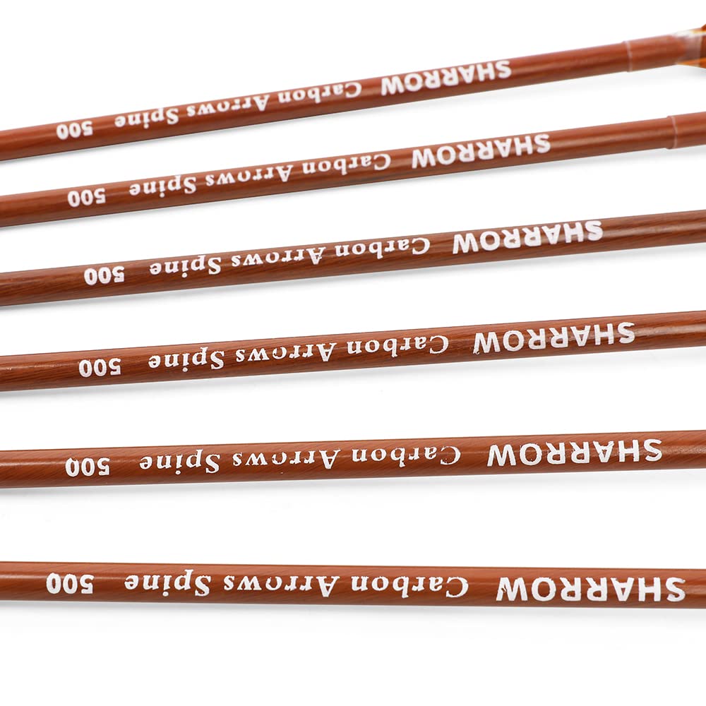 SHARROW Tir à l'arc Flèches de Carbone 30 Pouces Flèches pour la Chasse avec Plumes de Naturelle Spine 500 600 pour Arc Classique