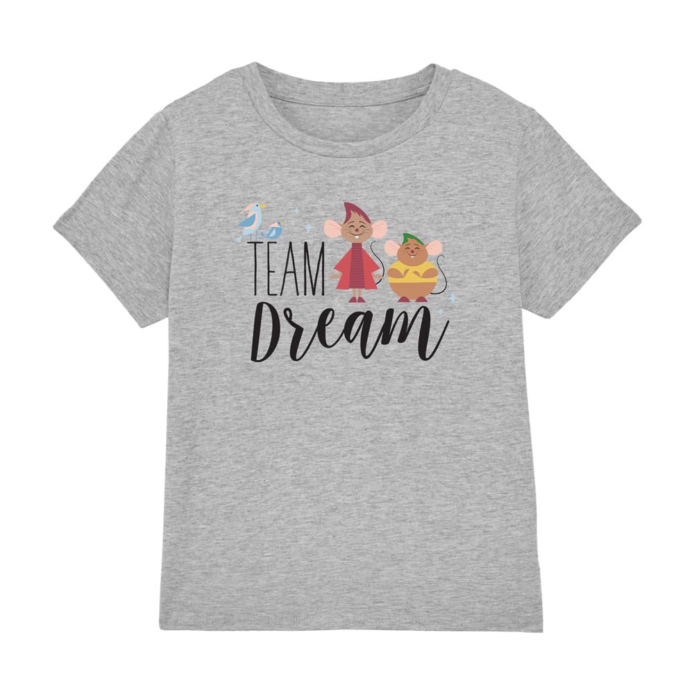 Cinderella Team Dream with Jaq and Gus Girls T Shirt, Athletic Heather, 3-4 Years