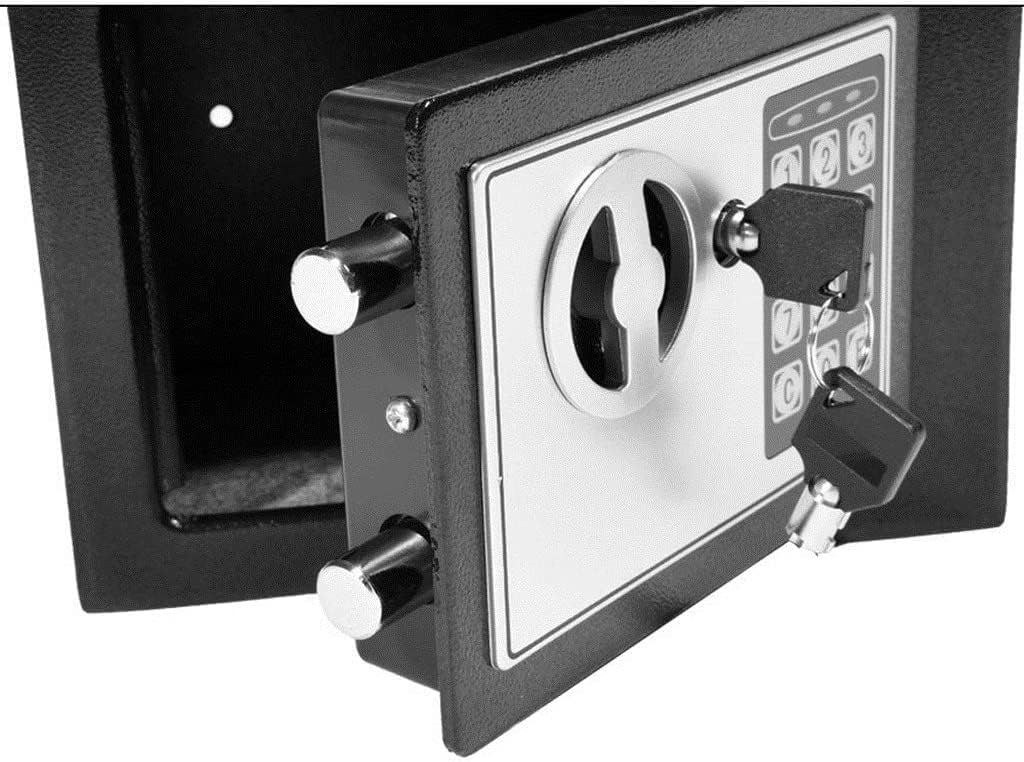 High Security Key and Password Solid Steel Box Digital Keypad Lock Electronic Safe for Home Office Hostel Fire Retardant/Black/4,6L (23X17X17Cm) Noir