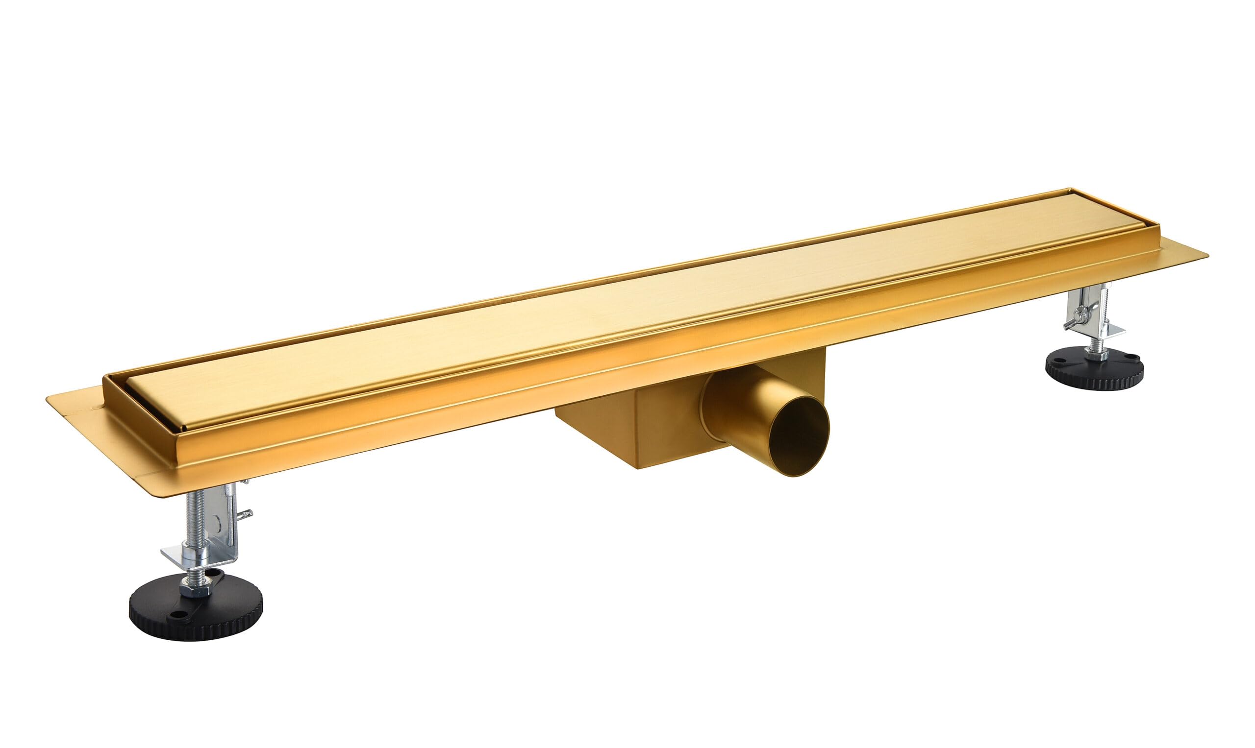 AQUAUNO - Canaleta de ducha de pared de 110 cm, color dorado, desagüe de pared lineal de acero inoxidable AISI 304 con cubierta de azulejos 2 en 1, tapón de olor extraíble para ducha en el suelo