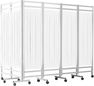 6 ft Tall Rolling Medical Privacy Screen on Wheels, Folding Portable Room Divider, Temporary Partition Wall Panels for Office, Beauty Salon, and Hospital (6 Panel-White)