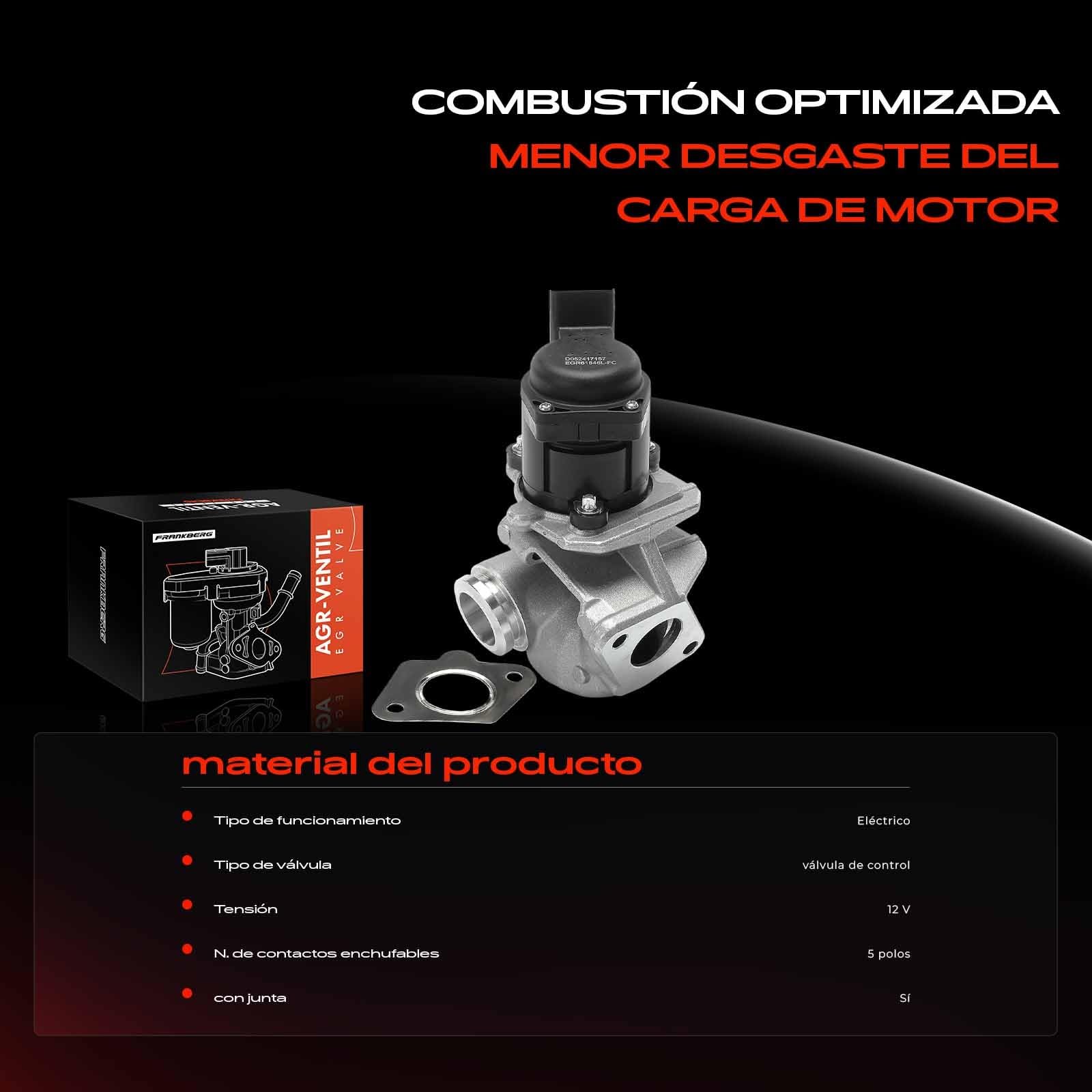Frankberg Válvula EGR Diesel Compatible con Fiesta VI CB1 CCN 1.4L Fiesta V JD JH 1.4L Fusion JU 1.4L C3 II SC 1.4L 206+ 2L 2M 1.4L Replace# 2S6Q-9D475-BC