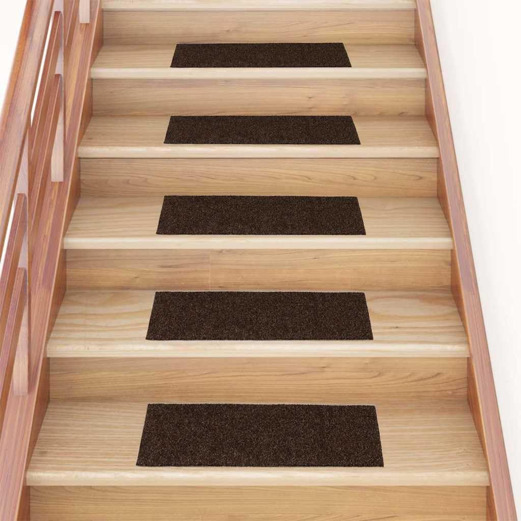 Lot de 15 tapis d'escalier autocollants, 60 x 25 cm, marron