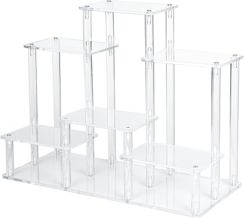 Vista 8 de Choowin Estante elevador de acrílico de 6 niveles para coleccionables, figuras de acción, Funko Pop, perfume, soporte de exhibición escalonado