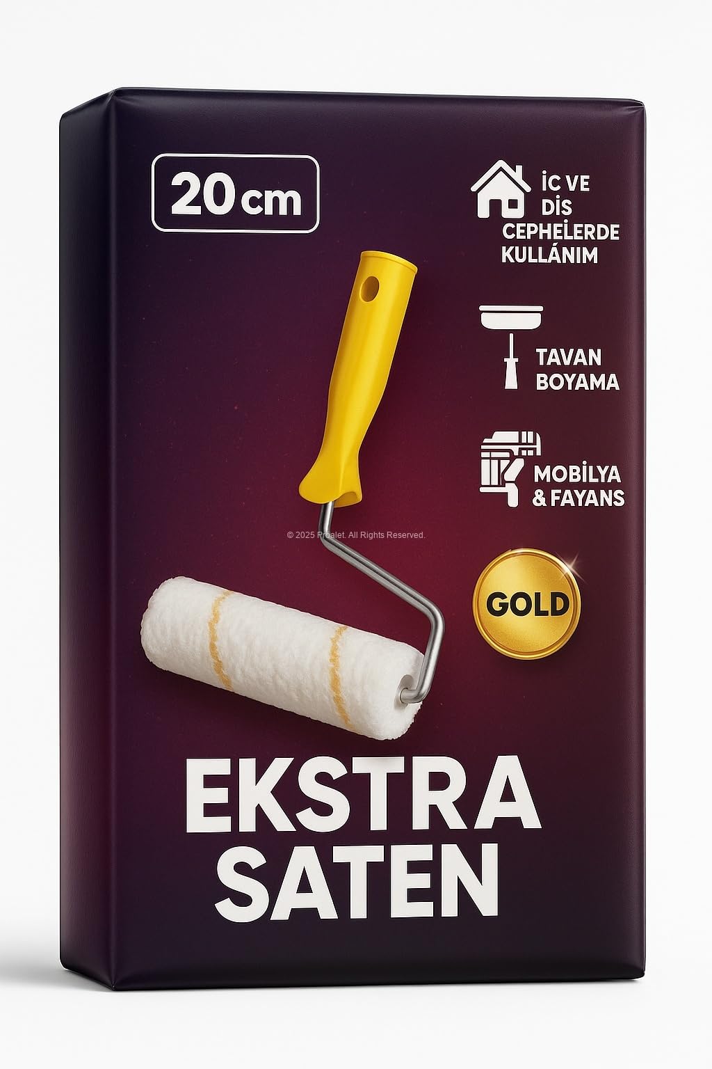 Proalet Rulo Fırça, İç ve Dış Cephe Boyama, Tavan Badana, Fayans ve Mobilya, Profesyonel Boya ve Badana Rulo, Yıkanabilir, Ekonomik (20 CM)