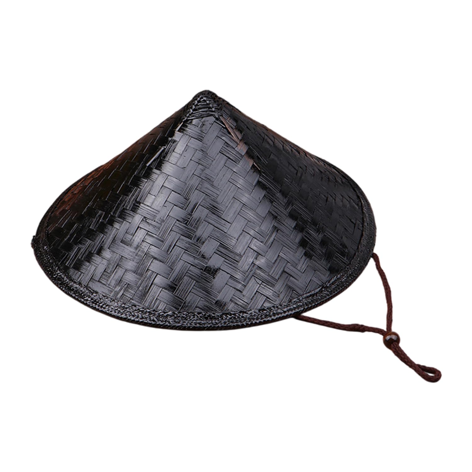 XNHIU Samurai Hat Rice Hat Ninja Bamboo Cap Black Woven Straw Cap Costume Accessory for Performance Stage Cosplay Party Halloween
