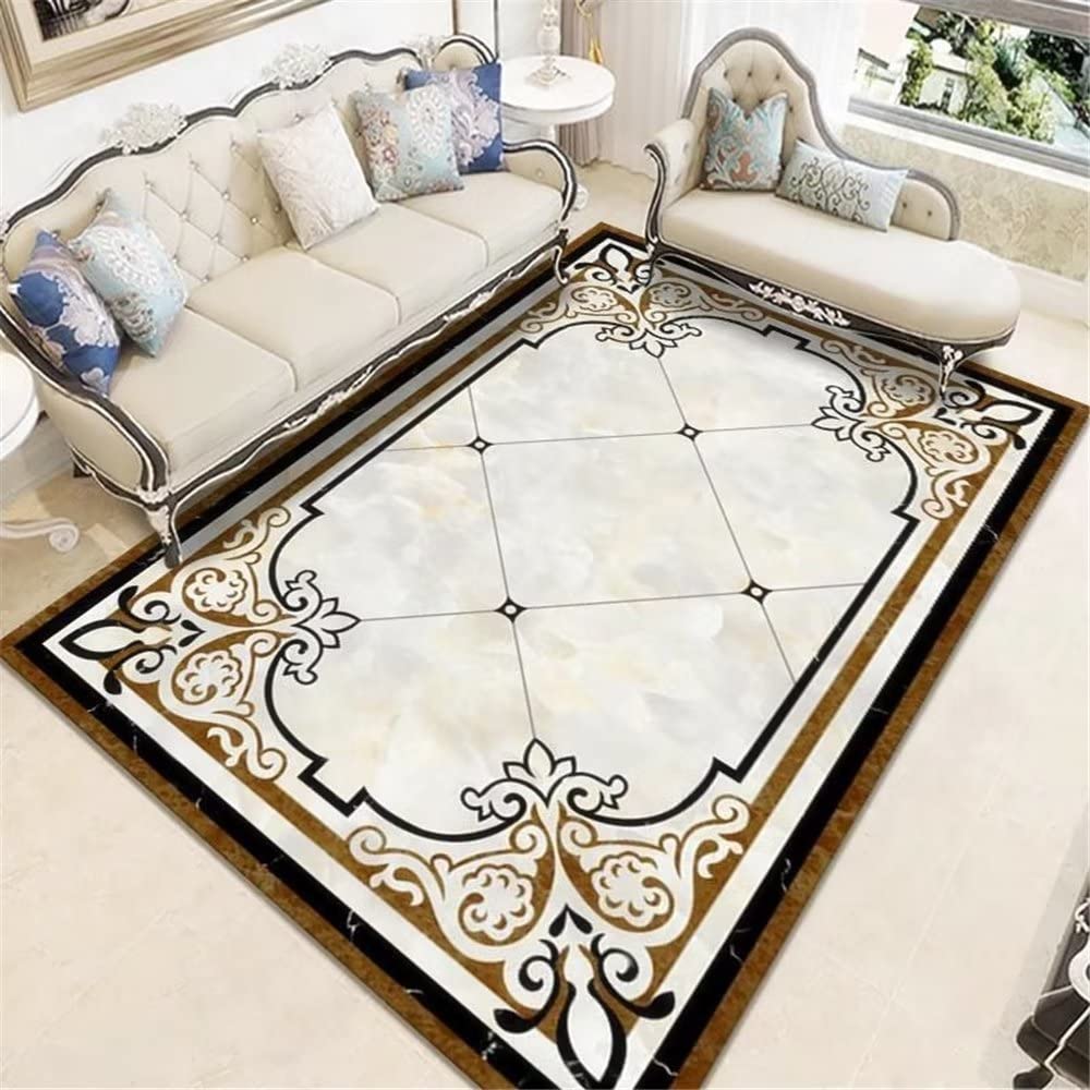Tapis de salon moderne en marbre gris aux finitions durables
