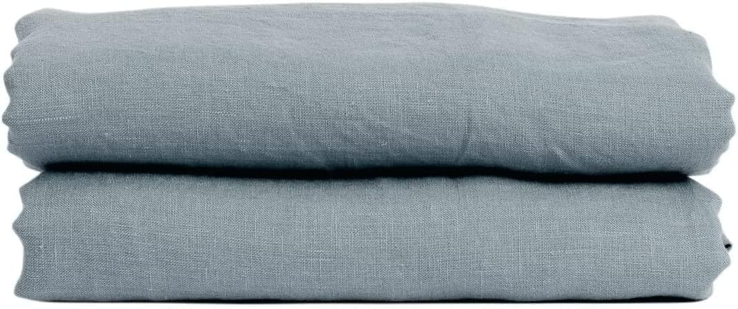 My Linen Home Bed Sheet Made of 100% Stonewashed Linen Grey Blue 140 x 250 cm Hypoallergenic Temperature Regulating Breathable Gentle Soft for Even the Most Sensitive Skin For All Seasons