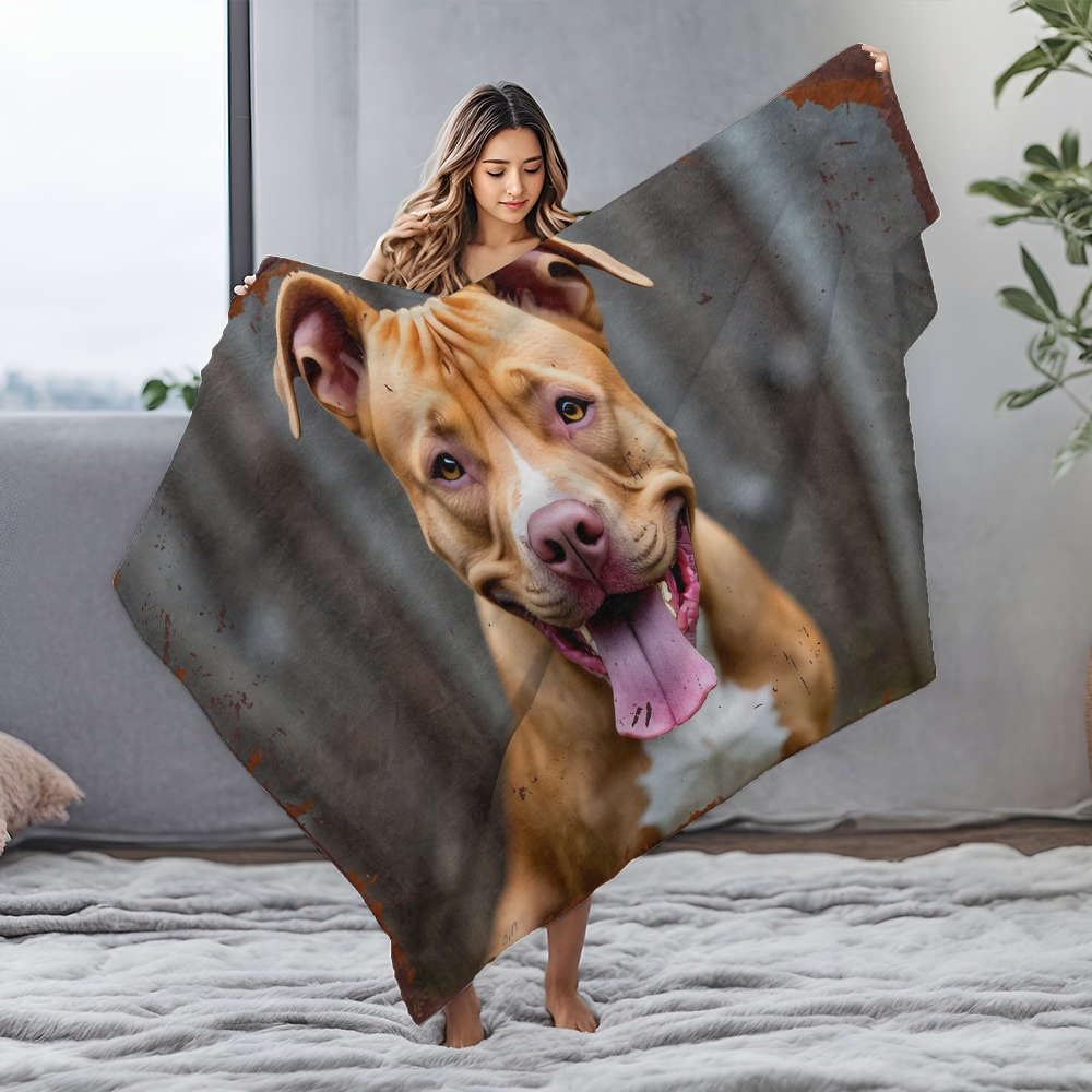 Couverture lit chien flanelle bleue 125x150cm plaid enfant doux