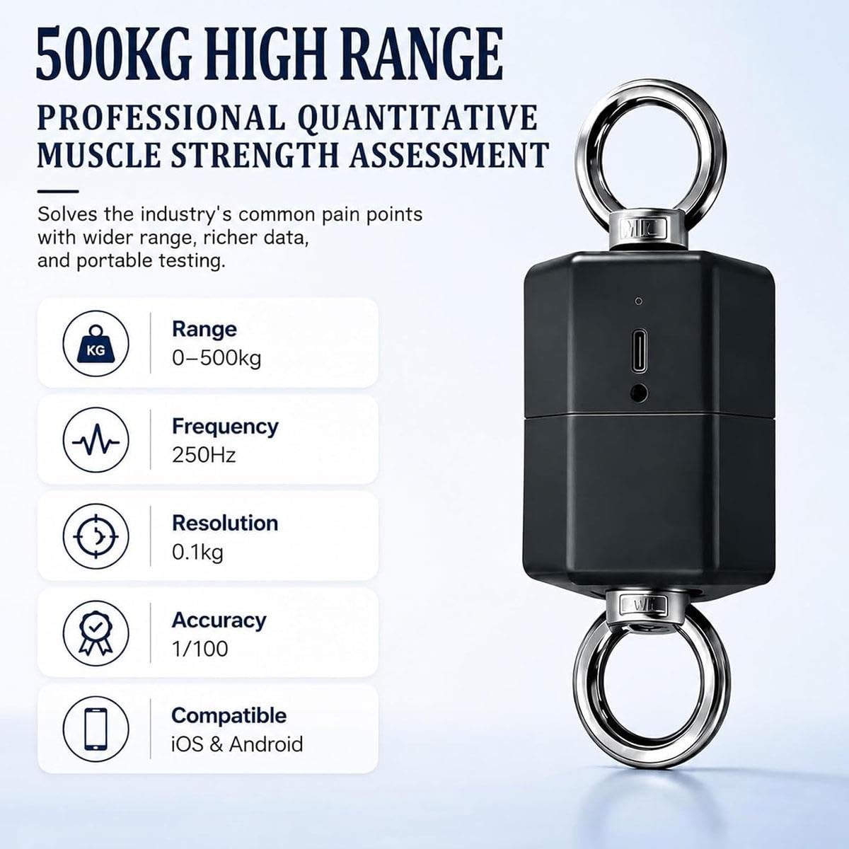 Probador fuerza isométrica precisión 500kg,sensor fuerza empuje/tracción