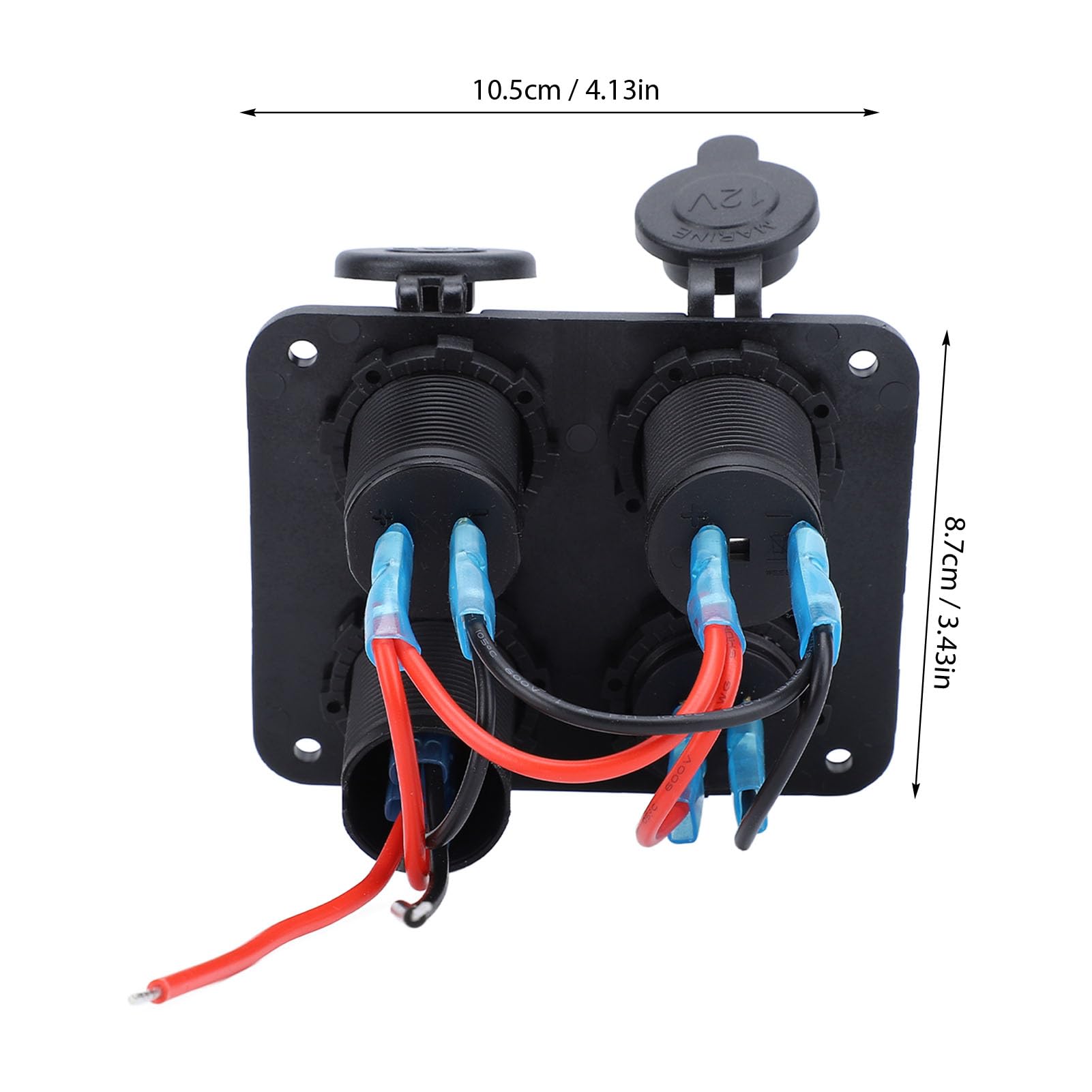 Charger Socket Panel DC 12?24V Dual 4.2A USB Charger Outlet Socket Panel with LED Voltmeter Marine Switch Panel for Car Marine Boat RV Truck (Blue Light)
