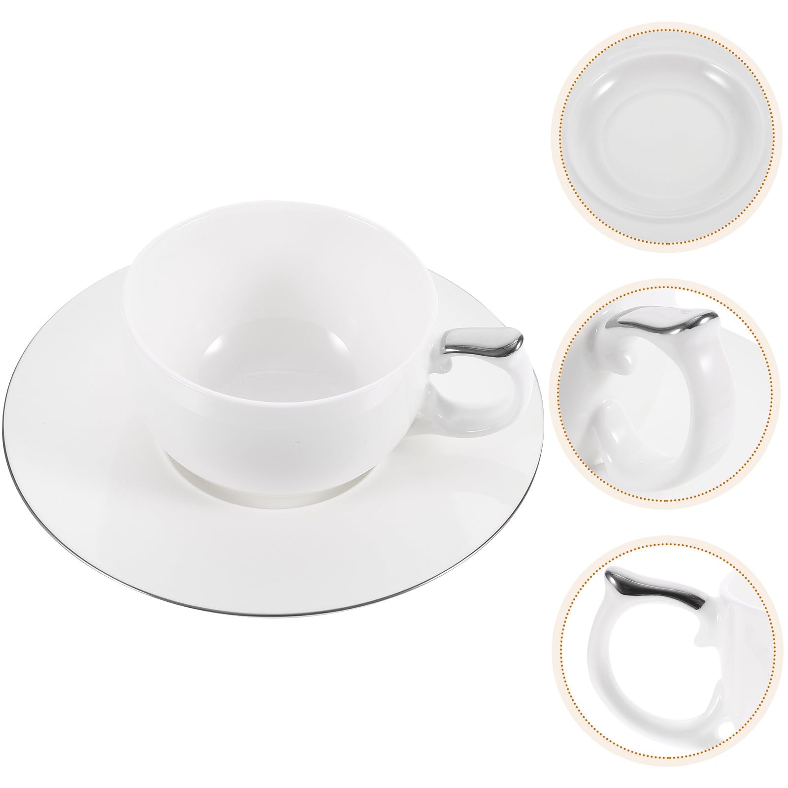 jojofuny Porzellan Kaffee Satz mit Untertasse Keramik 150 Ml Kaffeetasse in Silber für Zuhause und Restaurantgebrauch