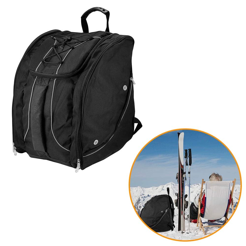 Skischuh Backpack Leichte und dauerhafte Skischack-Stores Ausrüstung einschließlich Helm, Stiefel, Brille, Handschuhe Accessoires schwarz