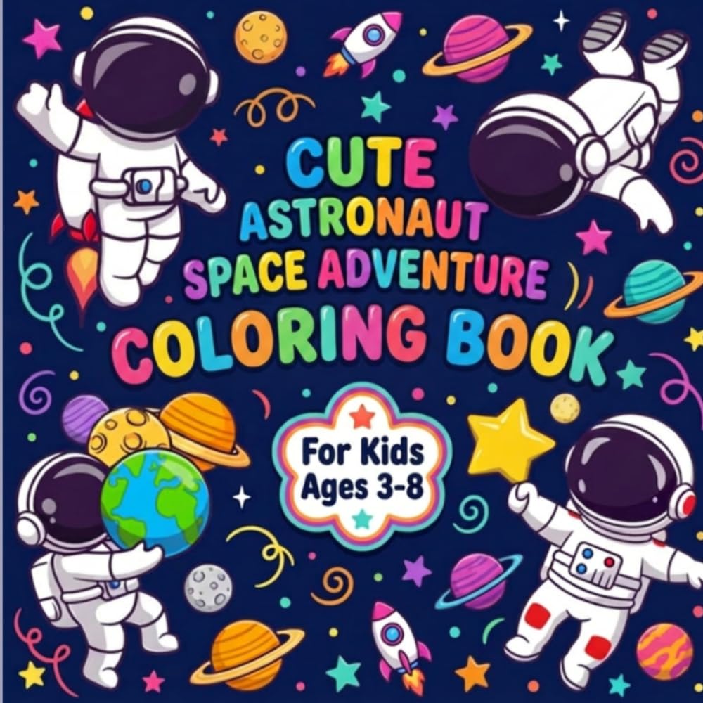 Cute Astronaut Space Adventure Coloring Book: Fun Coloring Pages for Kids