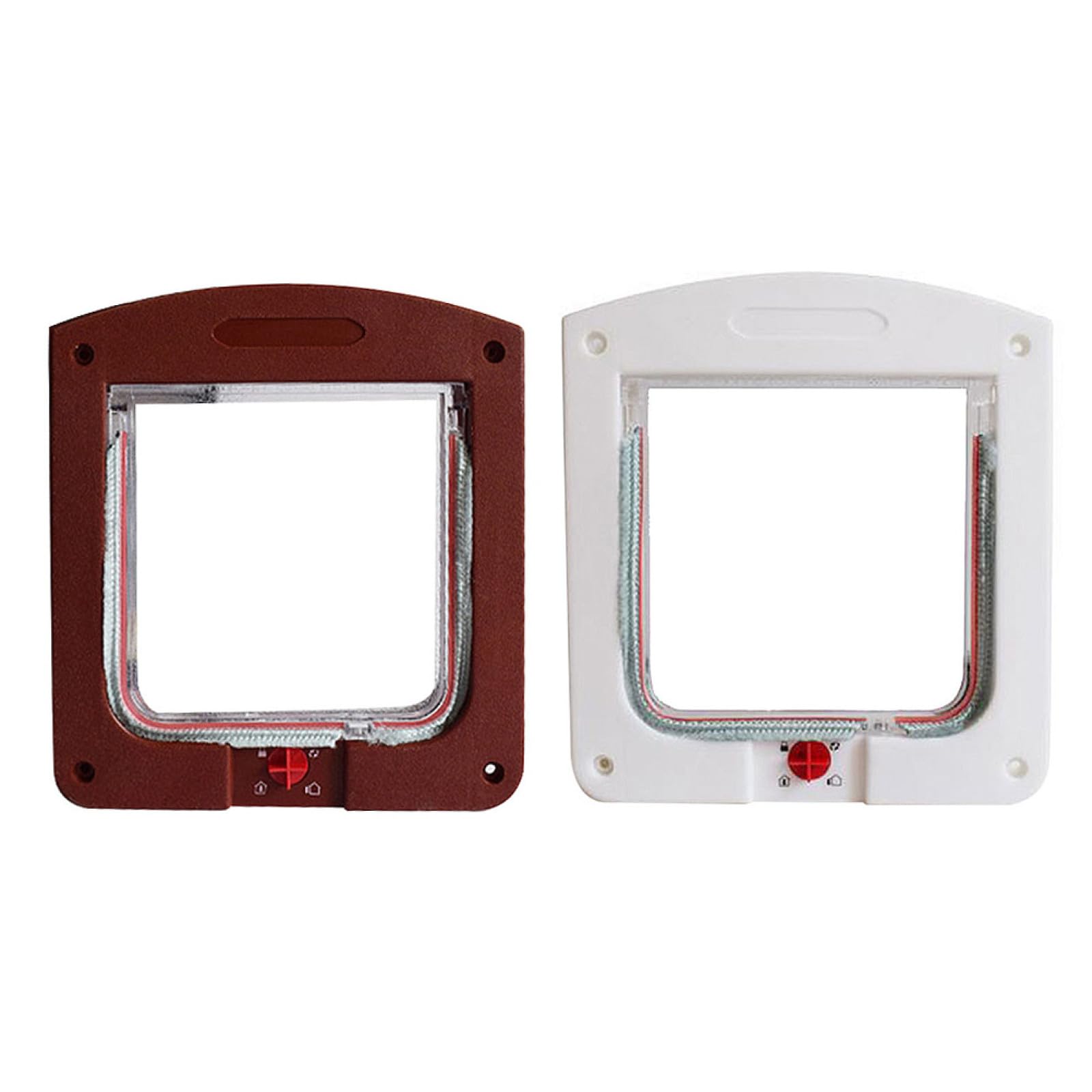 Veemoon Lot de 2 Chatières Réglables pour Chats et Chiens Petits, Porte D'entrée/Sortie Murale en Plastique Léger, Blanc et Marron, Installation Facile sur Porte Intérieure pour Animaux