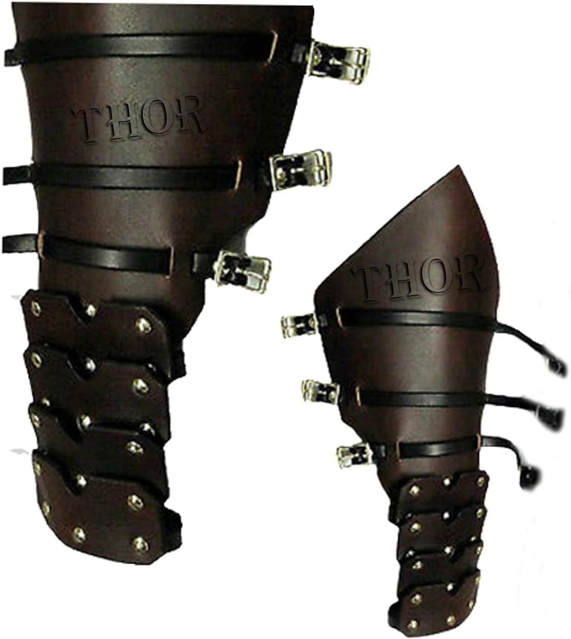 THOR INSTRUMENTS Medieval Brown Leather Gauntlets Arm Guards Hand Protection Gloves for Men Rustic Vintage Home Decor Gifts