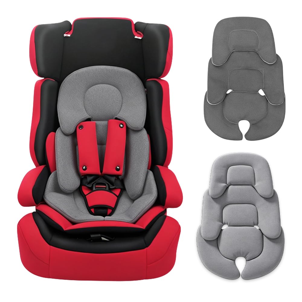 XEERUN Infant Car Seat Insert, 2-in-1 Newborn Car Seat Insert, Reversible Baby Stroller Cushion, Soft Stroller Cushion Pillow Insert, Baby Pram Liner for Car Seats, Bouncer, Strollers, Swing, Gray