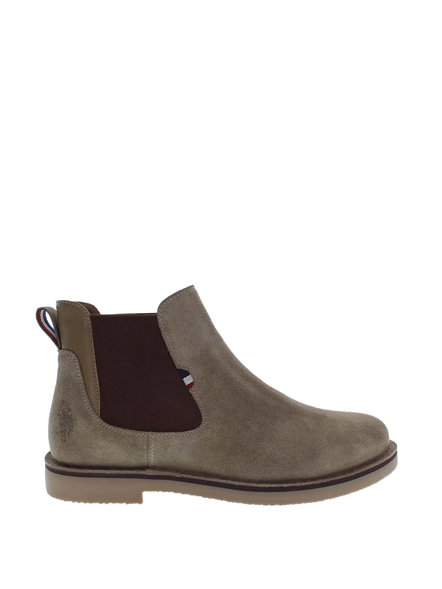 US POLO ASSN Stivaletti Chelsea da Uomo in Camoscio Beige, Suola in Gomma, Fodera in Pelliccia Sintetica, Taglia 45, MUST009, per Uso Quotidiano